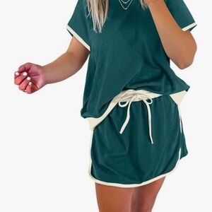 Women's Green and Cream Casual Set